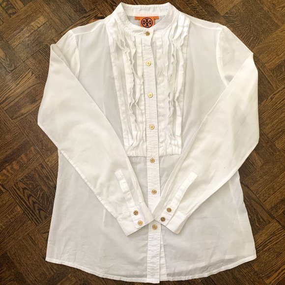 Tory Burch Tops - ONSALE💚 Tory Burch White Mandarin Button Up Shirt